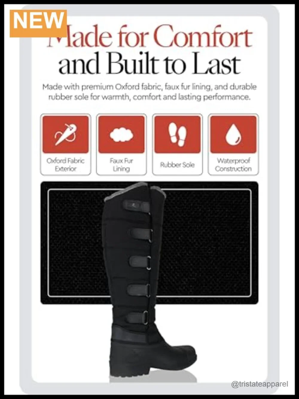 Insulated Mid-Calf Equestrian Boots for Women, Waterproof, Faux Fur Lining
